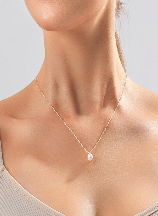 Zeffy Dainty Silver Single Pearl Necklace Simple Pearls Pendant Choker for Women Trendy Silver Necklace Jewelry Gifts - Image 4